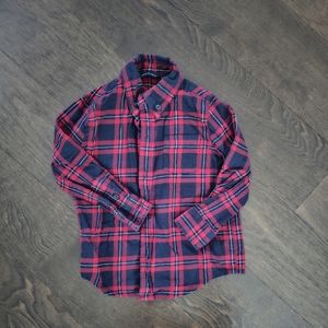 Janie & Jack Red and Navy Plaid Oxford Shirt